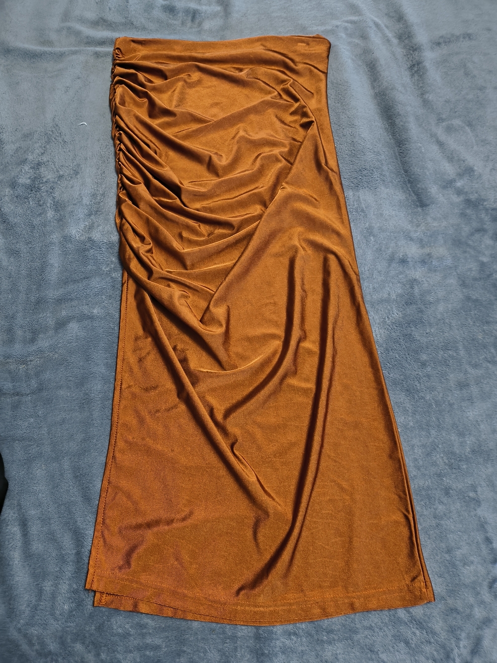 SHEIN Rust Orange Ruched Maxi Skirt